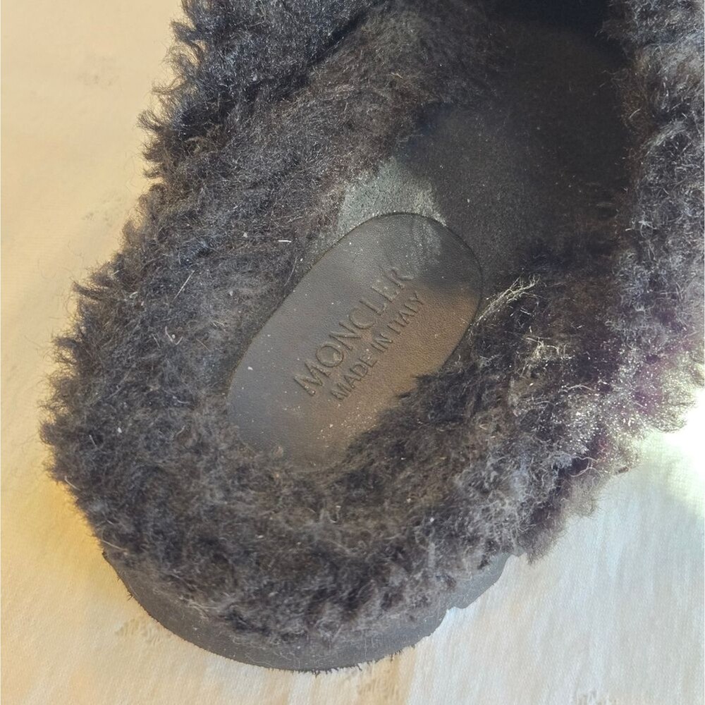 Moncler Black Suede and Shearling Mules Size 41 - Picture 4 of 6